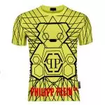 philipp plein t shirt homme pas cher rhinestone yellow